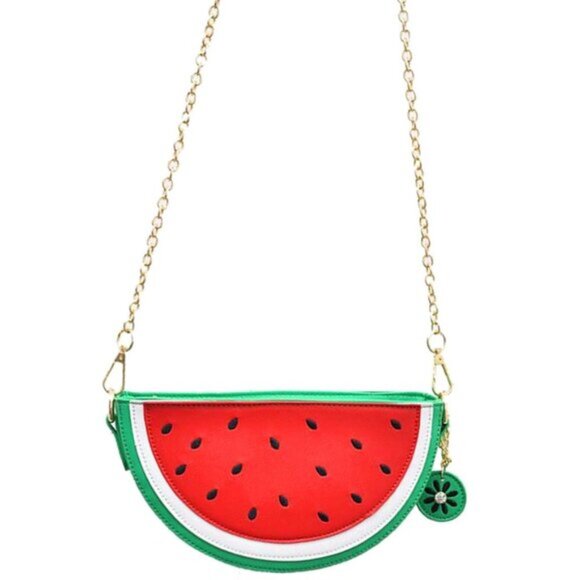 Gold-tone Chain Shoulder Strap Watermelon Women's Crossbody Bag Small - Picture 2 of 10